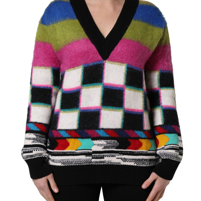 Dolce & Gabbana Multicolor Stripes V-neck Pullover Sweater