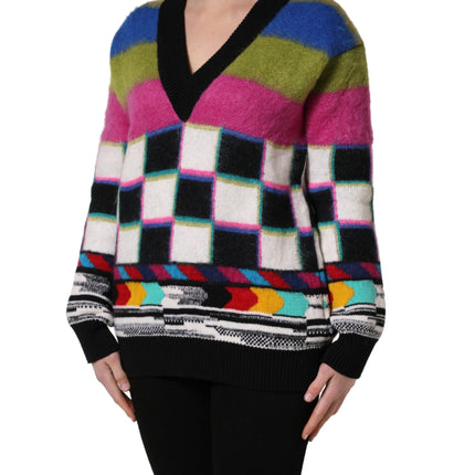 Dolce & Gabbana Multicolor Stripes V-neck Pullover Sweater