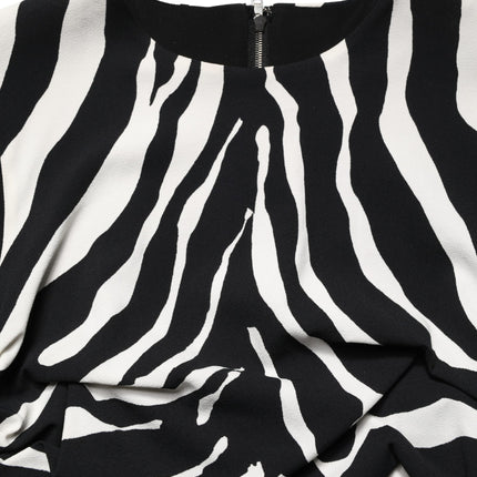 Dolce & Gabbana Black White Zebra Cady Calf Length Dress