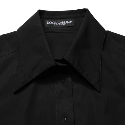 Dolce & Gabbana Black Cotton Sleeveless Collared Blouse Top
