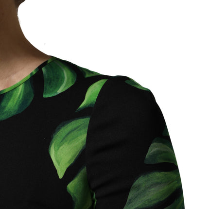 Dolce & Gabbana Black Philodendron Print Silk Blouse Top