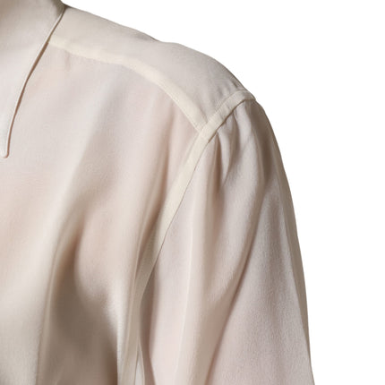Dolce & Gabbana Off White Collared Long Sleeves Blouse Top