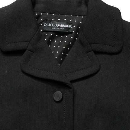 Dolce & Gabbana Black Collared Short Sleeves Cropped Blouse Top