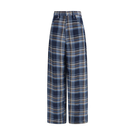 MARBELL Blue Linen Casual Pants