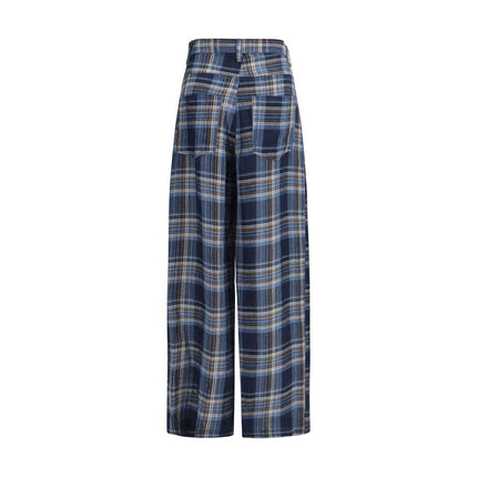 MARBELL Blue Linen Casual Pants