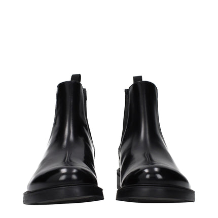 Prada Black Leather Ankle Boots