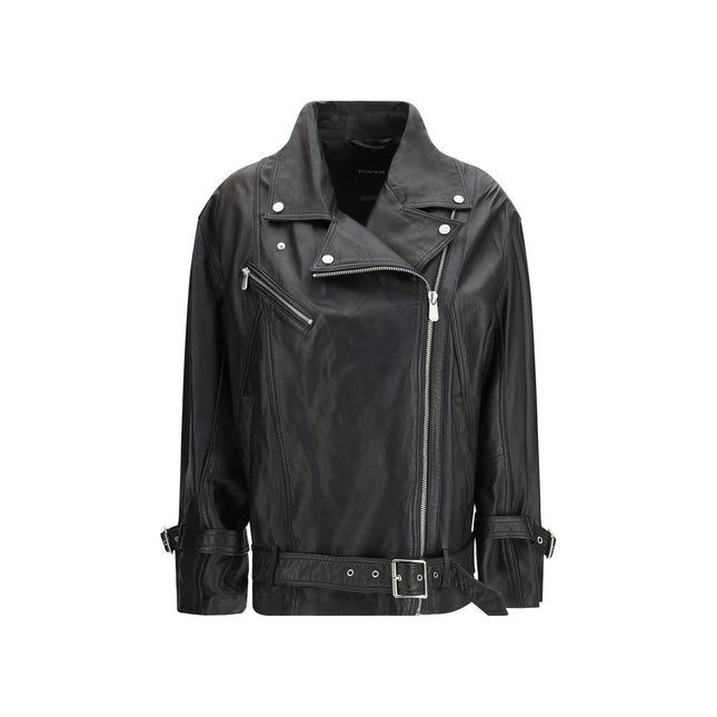 PINKO Black Lambskin Leather Jacket