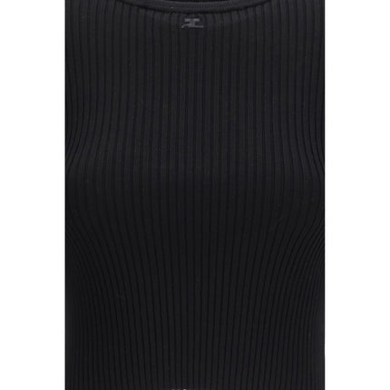Courrèges Black Viscose T-Shirt