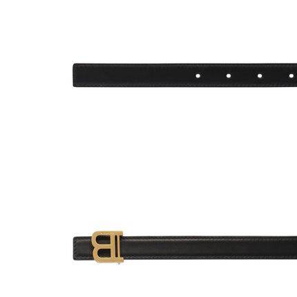Balmain Black Leather Regular Belt
