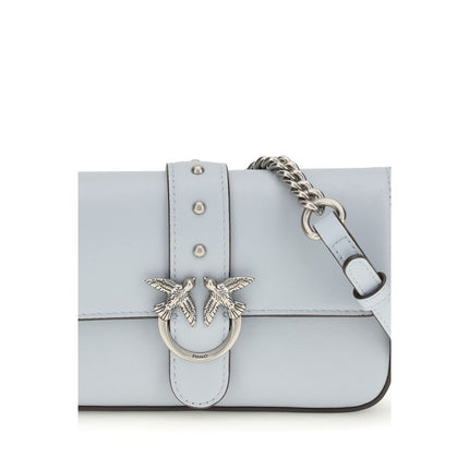 PINKO Blue Calf Leather Bos Taurus Shoulder Bag