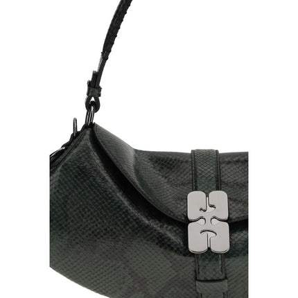 Ganni Blue Recycled Leather Shoulder Bag