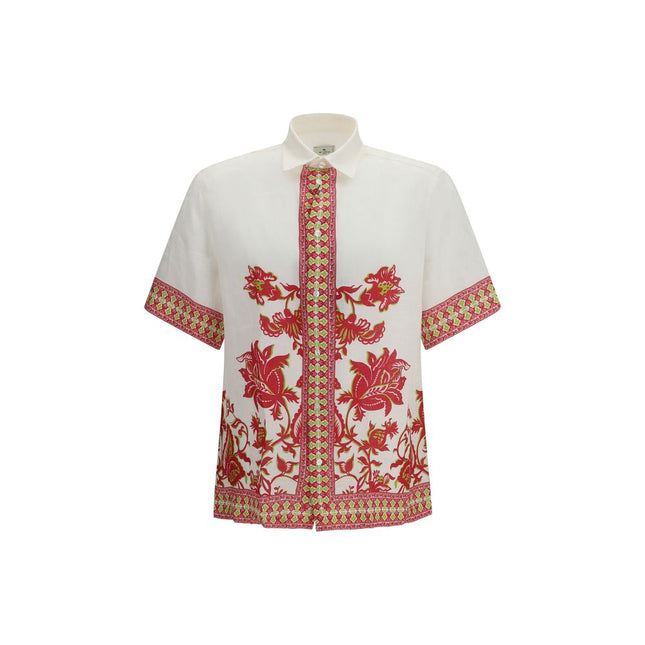 Etro Multicolor Linen Shortsleeve Shirt