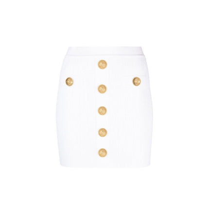 Balmain White Polyester Mini Skirt