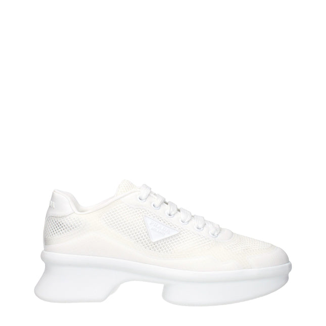 Prada White Fabric Low Top Sneakers
