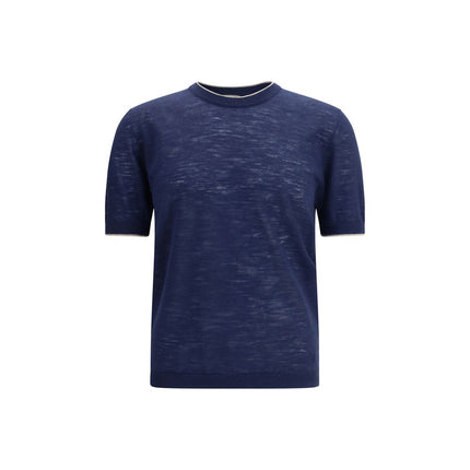 Brooksfield Blue Linen Shortsleeve Shirt