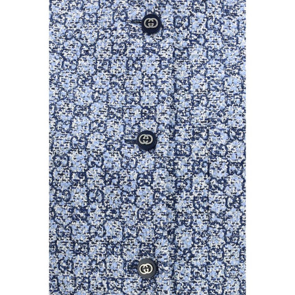 Gucci Blue Cotton Sleeveless Jacket