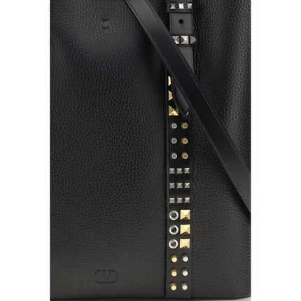 Valentino Garavani Black Calf Leather Bos Taurus Shoulder Bag