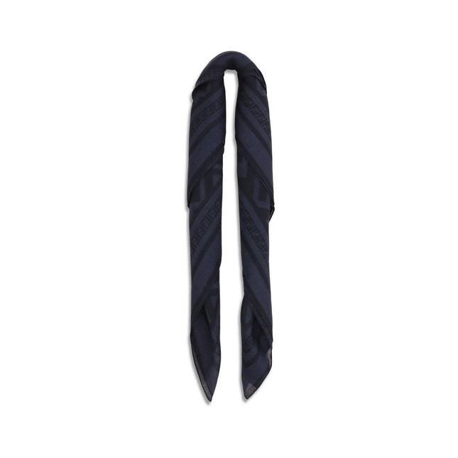 Fendi Blue Wool Oves Aries Scarf