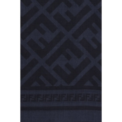 Fendi Blue Wool Oves Aries Scarf