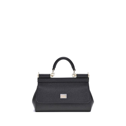 Dolce & Gabbana Black Calf Leather Bos Taurus Handbag