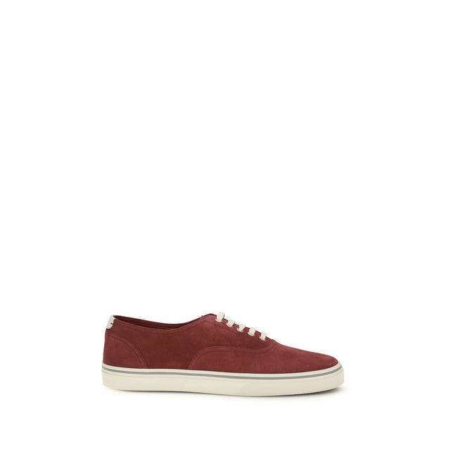 Brunello Cucinelli Bordeaux Calf Leather Bos Taurus Low Top Sneakers