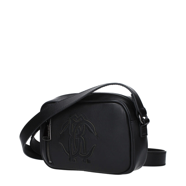 Roberto Cavalli Black Leather Crossbody Bag