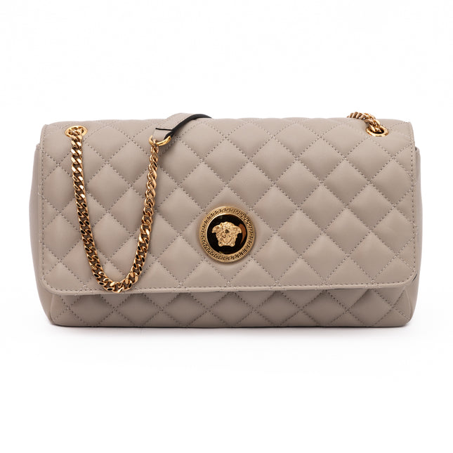 Versace Taupe Quilted Leather Shoulder Strap Bag