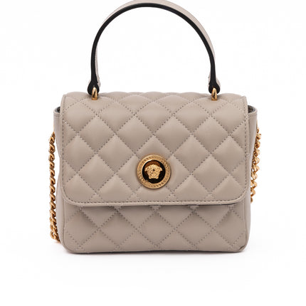 Versace Taupe Quilted Leather Handbag
