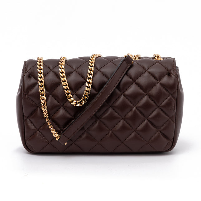 Versace Brown Quilted Leather Shoulder Strap Bag