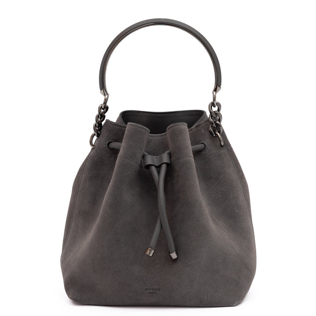 Jimmy Choo Dark Grey Bon Bon Suede Bucket