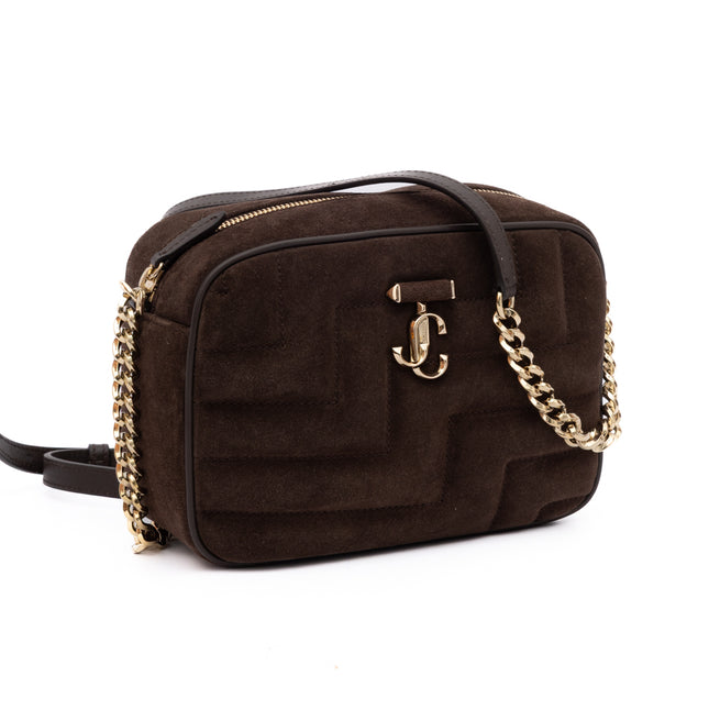 Jimmy Choo Brown Suede Avenue Camera Crossbody Bag