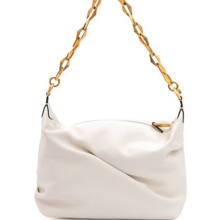 Jimmy Choo White Diamond Hobo Leather Shoulder Bag