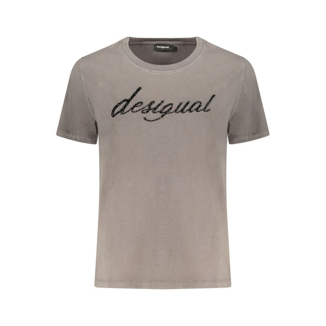 Desigual Grigio Cotton Women T-Shirt