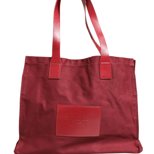 SIF JAKOBS Burgundy Cotton Canvas Shopping Tote Women Borse  Jewellery Bag