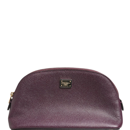 Dolce & Gabbana Dark Purple Leather DG Logo Zip Around Hand Purse Wallet