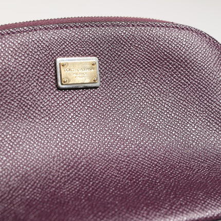 Dolce & Gabbana Dark Purple Leather DG Logo Zip Around Hand Purse Wallet