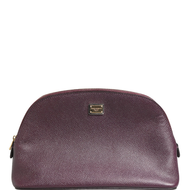 Dolce & Gabbana Dark Purple Leather DG Logo Zip Around Hand Purse Wallet