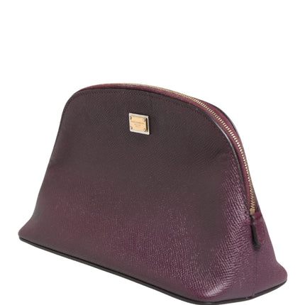 Dolce & Gabbana Dark Purple Leather DG Logo Zip Around Hand Purse Wallet
