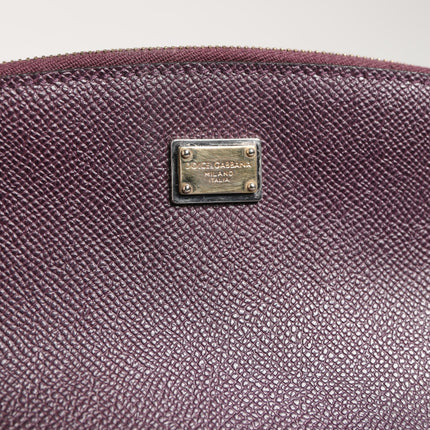 Dolce & Gabbana Dark Purple Leather DG Logo Zip Around Hand Purse Wallet