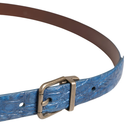 Dolce & Gabbana Navy Blue Leather Gold Tone Metal Buckle Belt