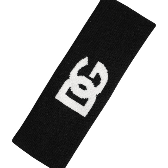 Dolce & Gabbana Men Black White Cashmere Logo Head Band Hat