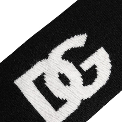 Dolce & Gabbana Men Black White Cashmere Logo Head Band Hat