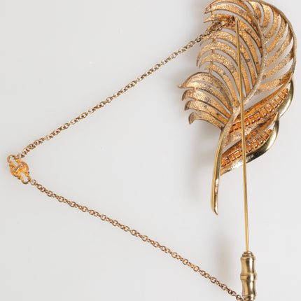 Dolce & Gabbana Gold Sterling Silver925 Leaf Embellished Lapel Pin Brooch