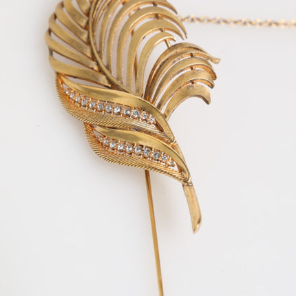Dolce & Gabbana Gold Sterling Silver925 Leaf Embellished Lapel Pin Brooch