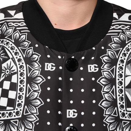 Dolce & Gabbana Black White BandanaPrint Men Bomber  Jacket