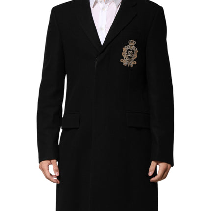 Dolce & Gabbana Black Heraldic Patch Single Breasted Blazer Jacket