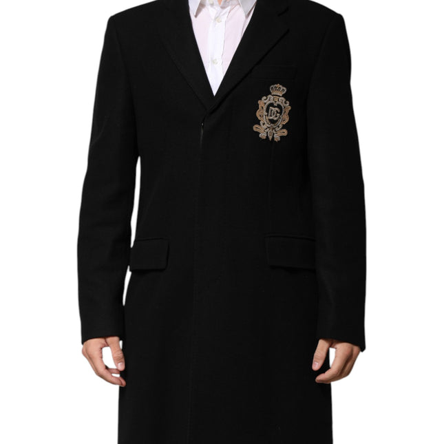 Dolce & Gabbana Black Heraldic Patch Single Breasted Blazer Jacket