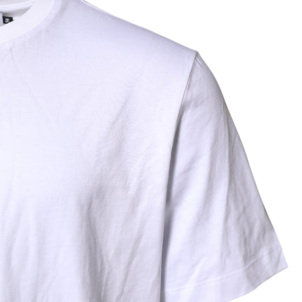 Dolce & Gabbana White Cotton DG Logo Embroidery Men  T-shirt