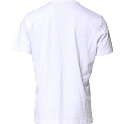 Dolce & Gabbana White Cotton DG Logo Embroidery Men  T-shirt