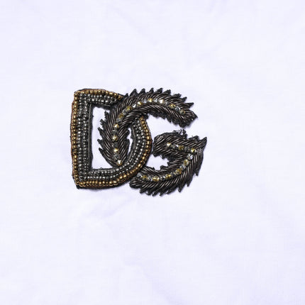 Dolce & Gabbana White Cotton DG Logo Embroidery Men  T-shirt